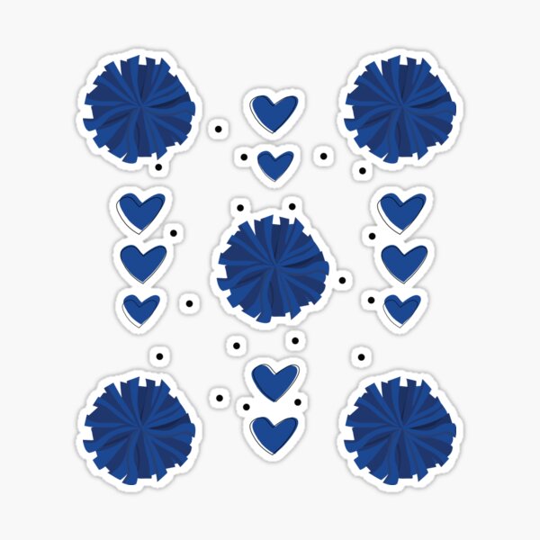 Pom Poms (Royal Blue & White) Sticker for Sale by crystalcreative