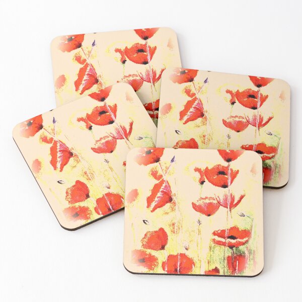 Item preview, Abstract poppies watercolor painting red pale orange  designed and sold by GittaG74.
