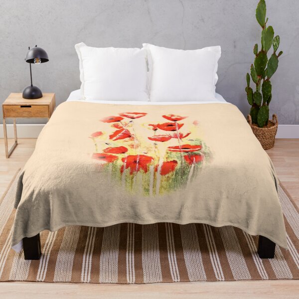 Item preview, Abstract poppies watercolor painting red pale orange designed and sold by GittaG74.