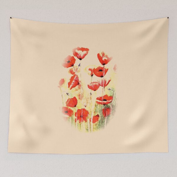 Item preview, Abstract poppies watercolor painting red pale orange  designed and sold by GittaG74.