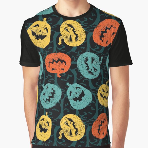 Vector hand drawn halloween colourful pumpkins repeat pattern. Graphic T-Shirt