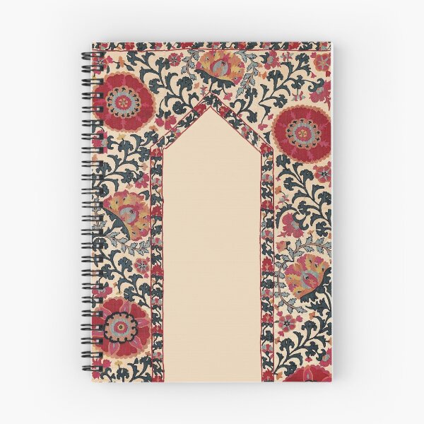 Item preview, ANTIQUE RED PINK GREEN FLORAL UZBEK EMBROIDERY WITH POMEGRANATE FLOWERS designed and sold by BulganLumini.