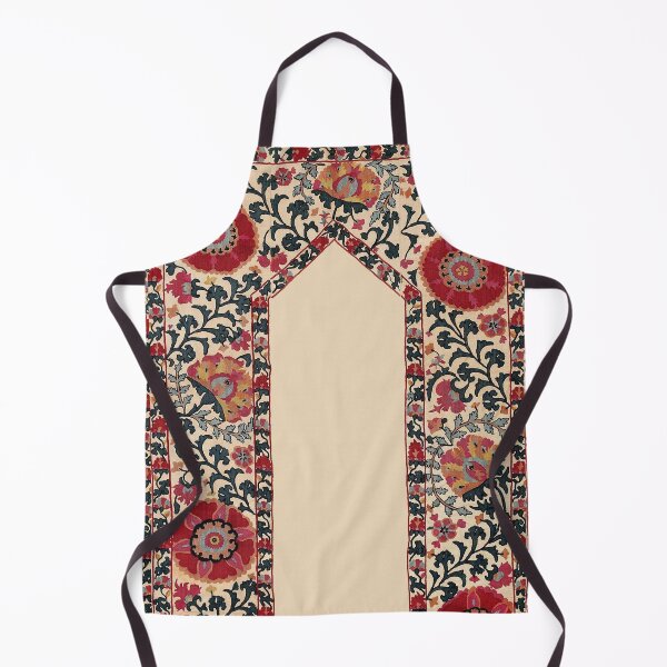 Item preview, ANTIQUE RED PINK GREEN FLORAL UZBEK EMBROIDERY WITH POMEGRANATE FLOWERS designed and sold by BulganLumini.