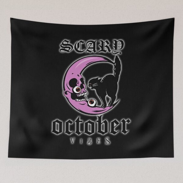 Item preview, Spooky Skull Moon Black Cat Halloween Fright. Scary Glowing October Vibes! designed and sold by UrTops.