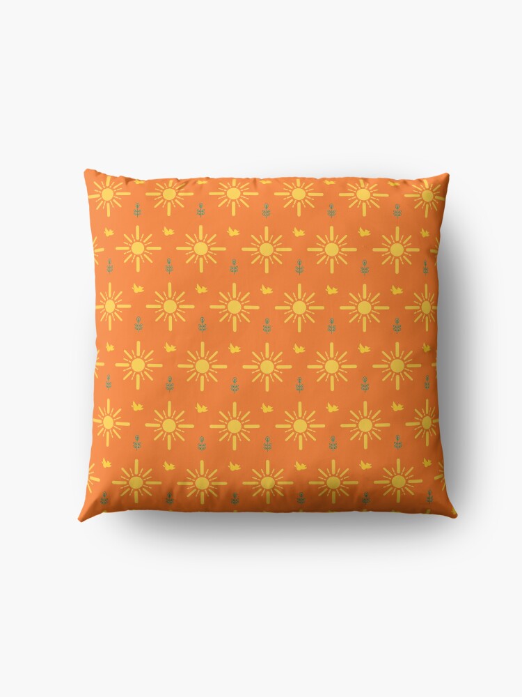 Alternate view of Early Bird, Main Pattern (Orange) Floor Pillow