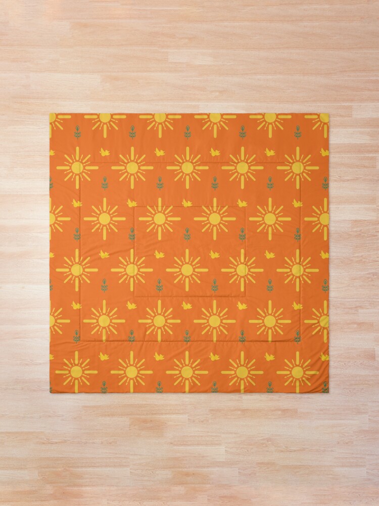 Alternate view of Early Bird, Main Pattern (Orange) Comforter