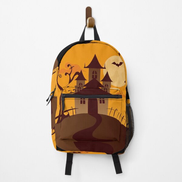 Item preview, Spooky mansion on the hill. Vampire castle. Old haunted house Halloween design with black background. designed and sold by 2AcesDesign.