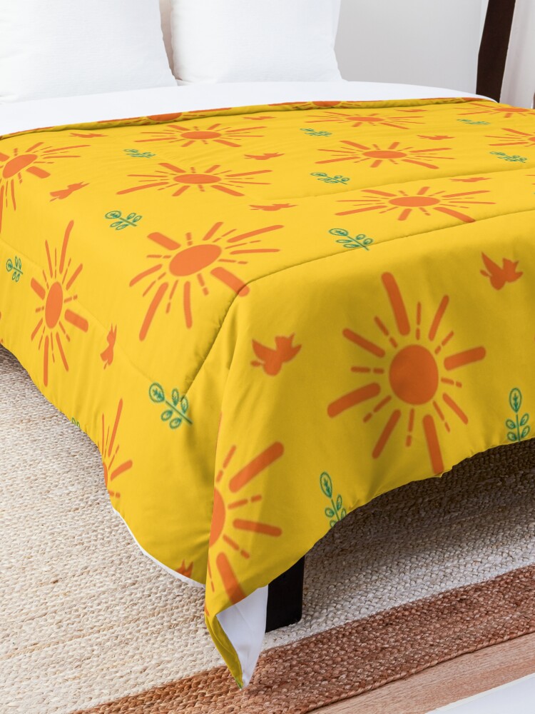 Alternate view of Early Bird, Main Pattern (Yellow) Comforter