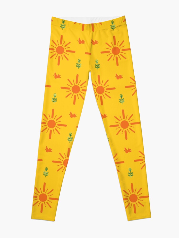 Alternate view of Early Bird, Main Pattern (Yellow) Leggings