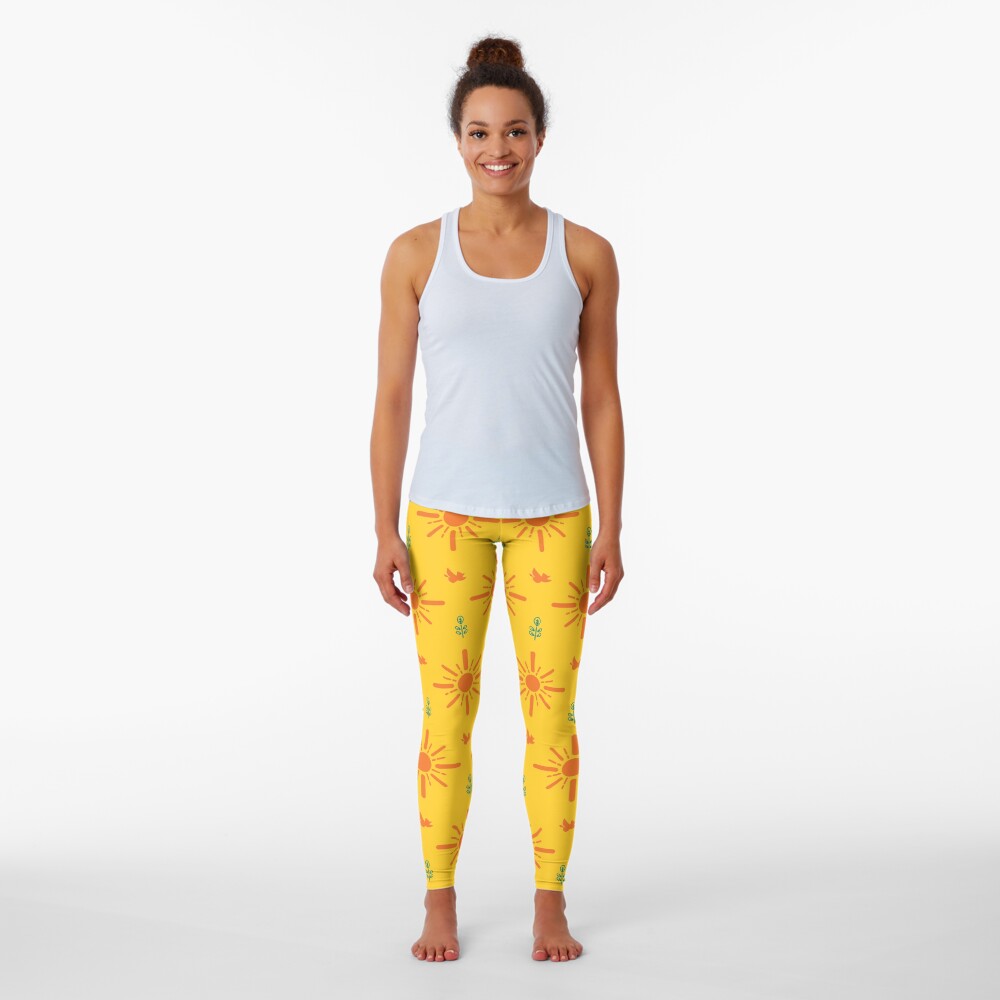 Early Bird, Main Pattern (Yellow) Leggings