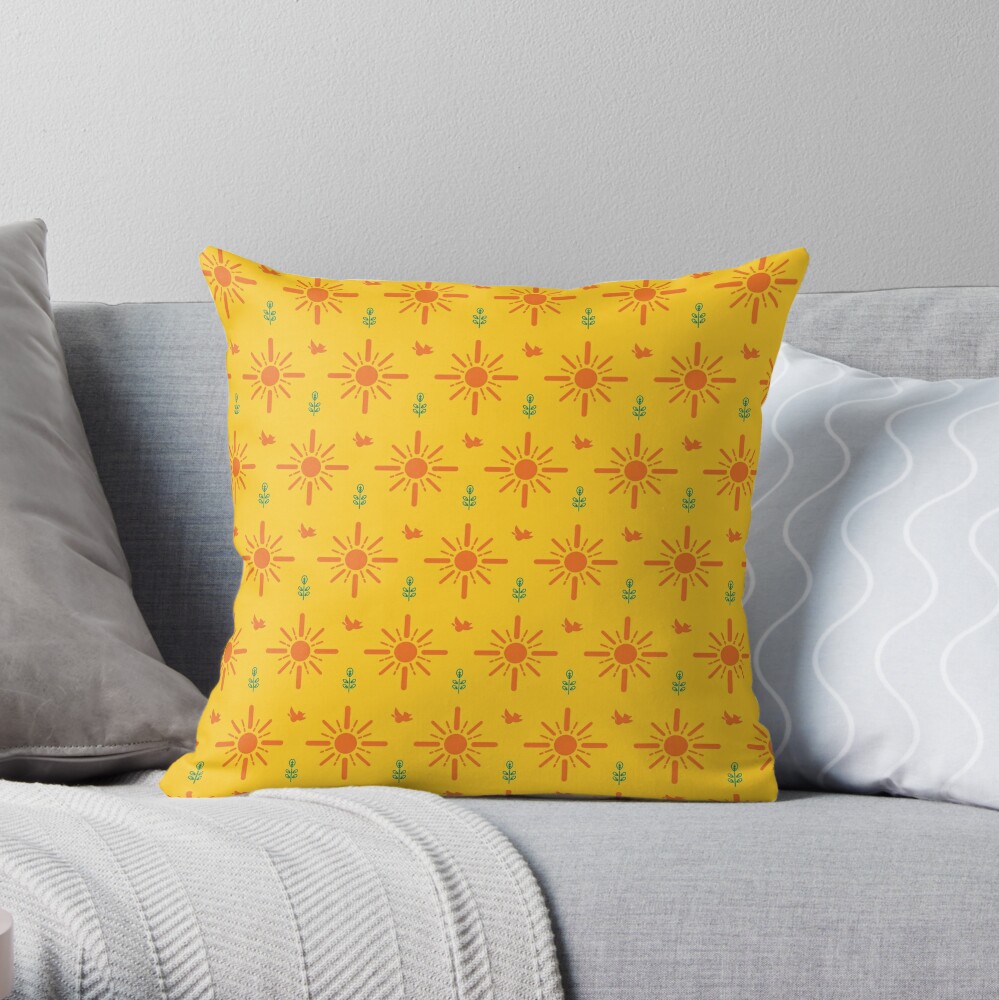 Early Bird, Main Pattern (Yellow) Throw Pillow