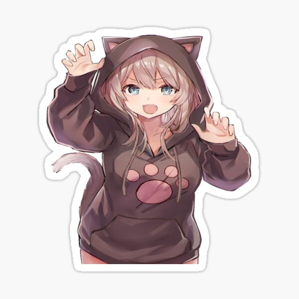 Anime Cat Girl Stickers Redbubble - free roblox anime girl with brown hair decal free roblox anime