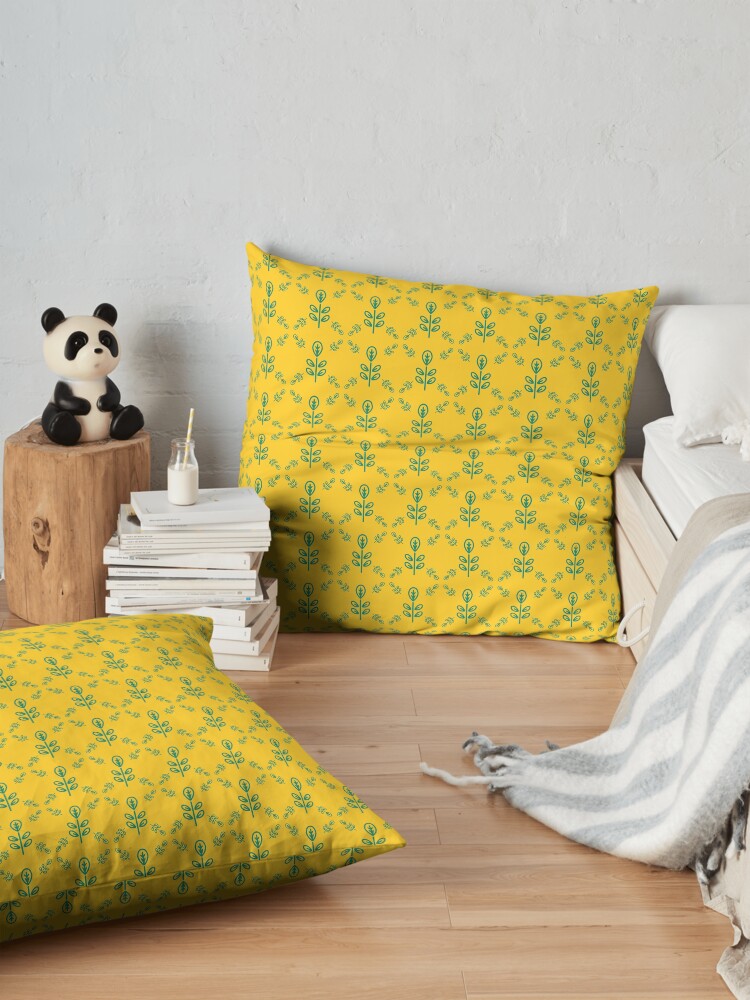 Alternate view of Early Bird, Sub Pattern (Leaf Yellow) Floor Pillow