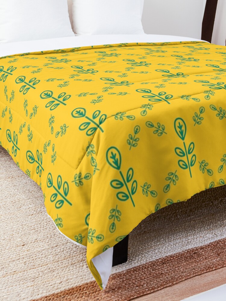 Alternate view of Early Bird, Sub Pattern (Leaf Yellow) Comforter