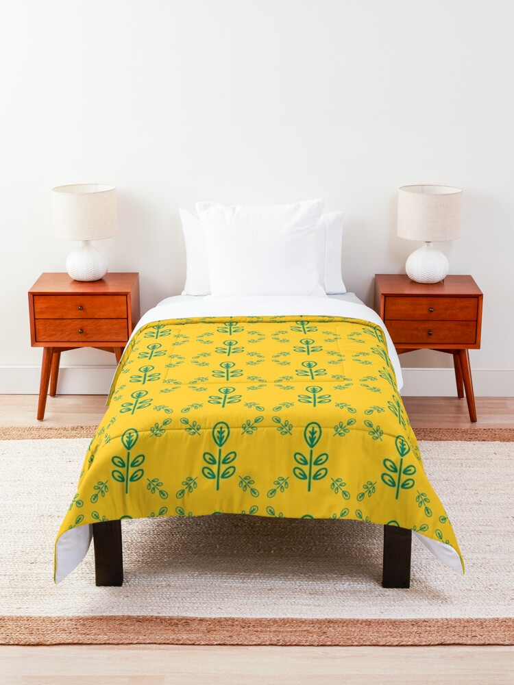 Alternate view of Early Bird, Sub Pattern (Leaf Yellow) Comforter