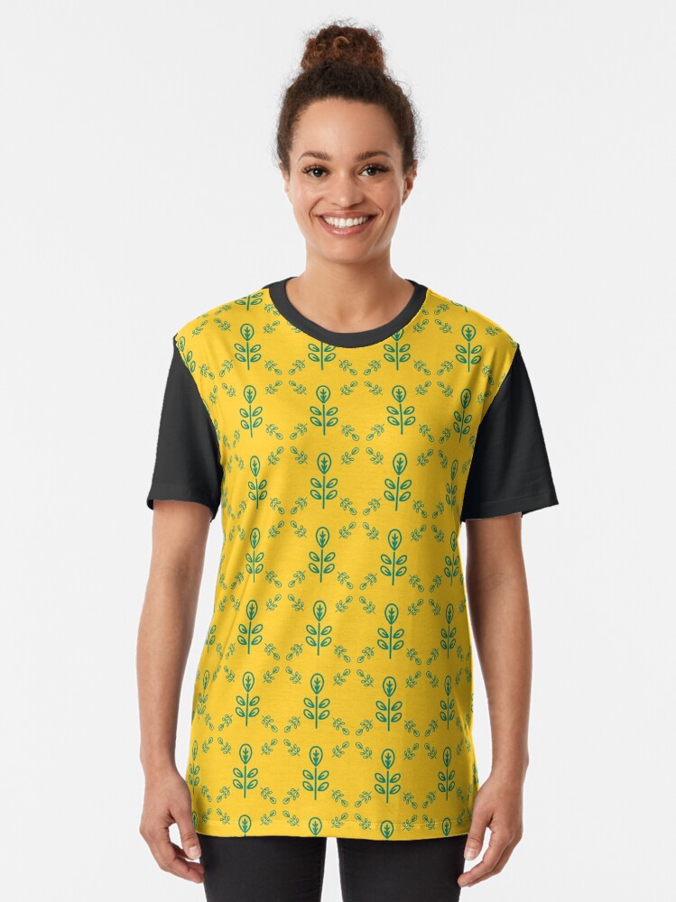 Alternate view of Early Bird, Sub Pattern (Leaf Yellow) Graphic T-Shirt