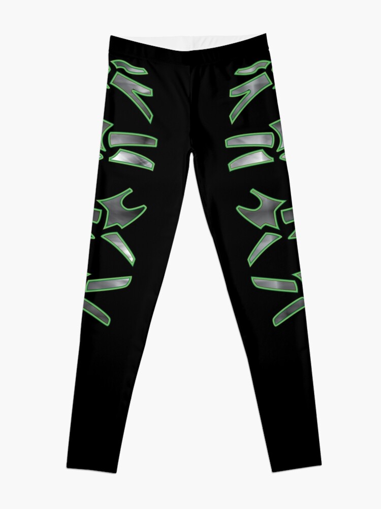 Black Neon Green Lightning Bolt Leggings