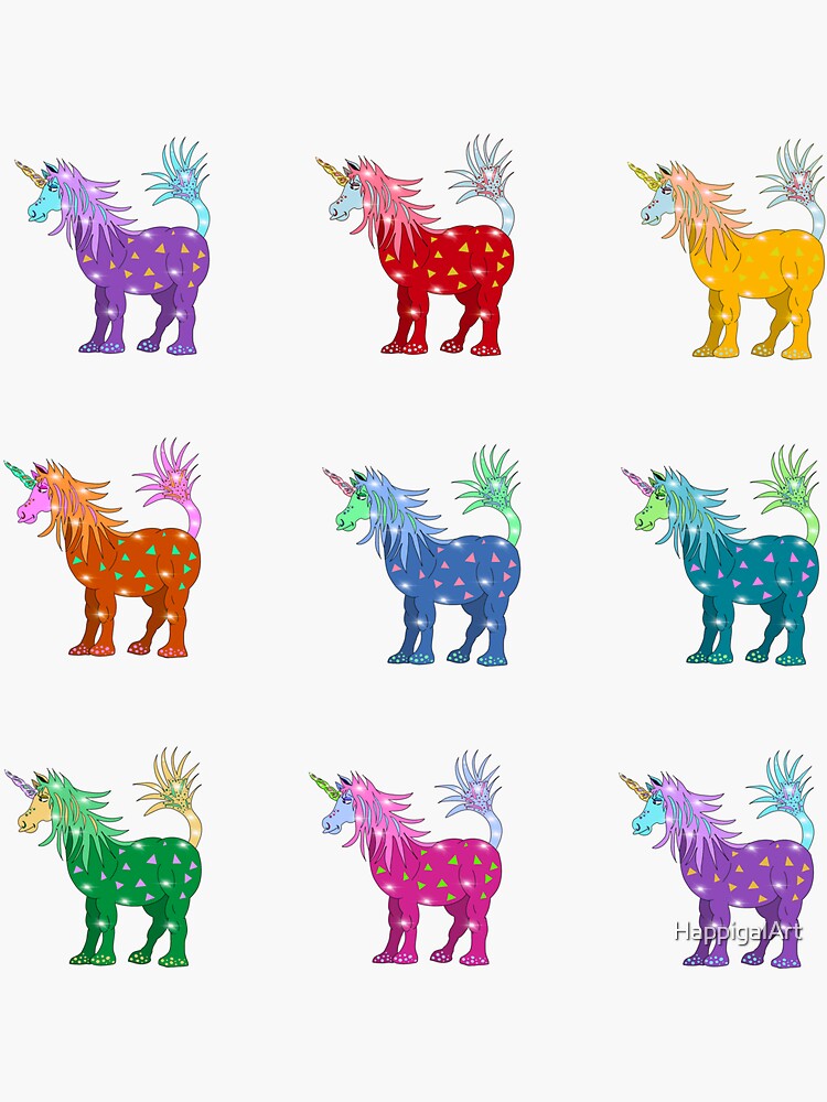 Mystical Magical Unicorns Multi Stickers by HappigalArt