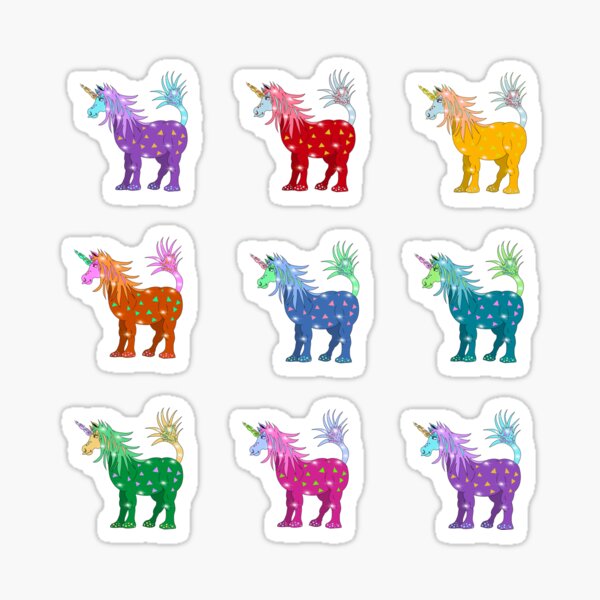 Mystical Magical Unicorns Multi Stickers Sticker