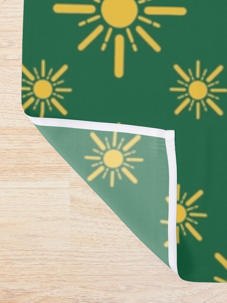 Alternate view of Early Bird, Sub Pattern (Sun Green) Shower Curtain