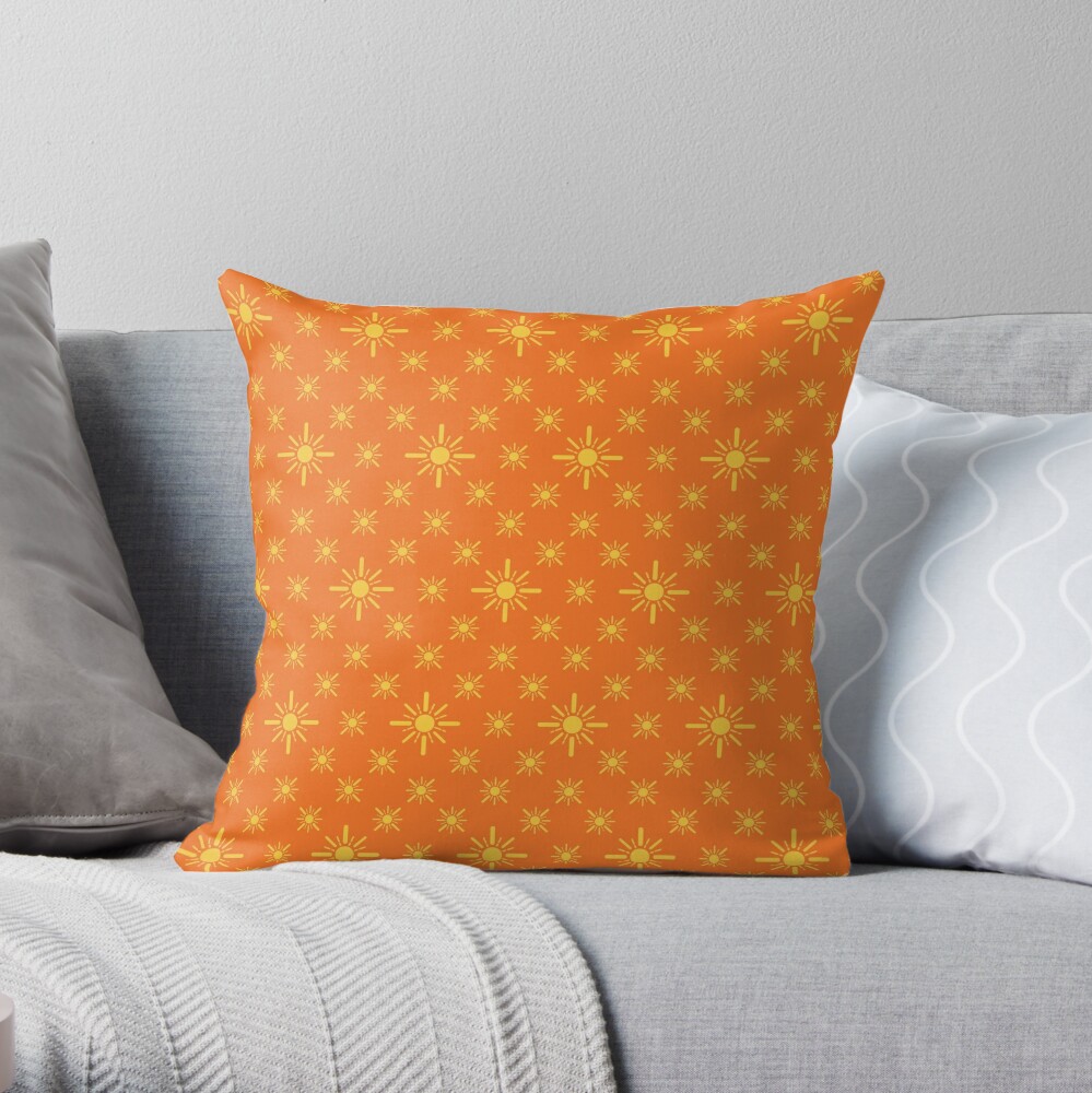 Early Bird, Sub Pattern (Sun Orange) Throw Pillow