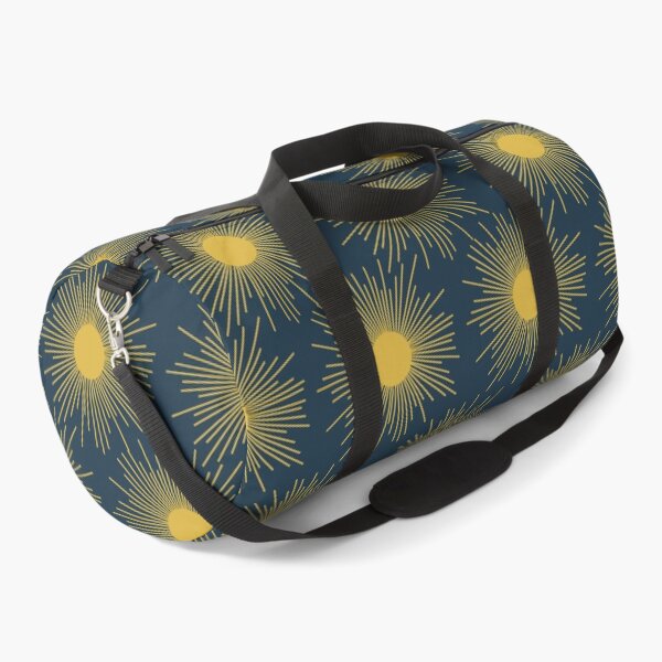 Item preview, Sunburst Mid-Century Modern Sun Pattern in Light Mustard and Navy Blue designed and sold by kierkegaard.