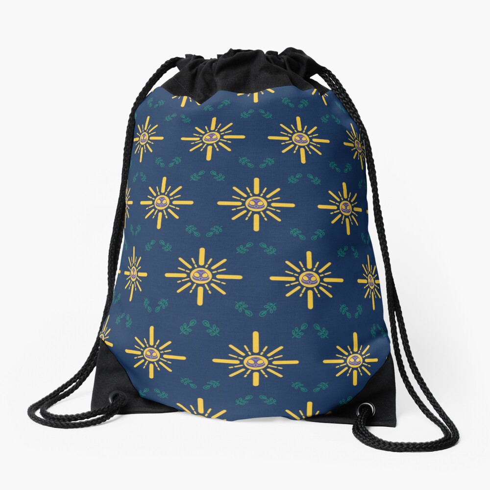 I am a Night Owl Doomed to the Life of an Early Bird, Main Pattern (Blue) Drawstring Bag