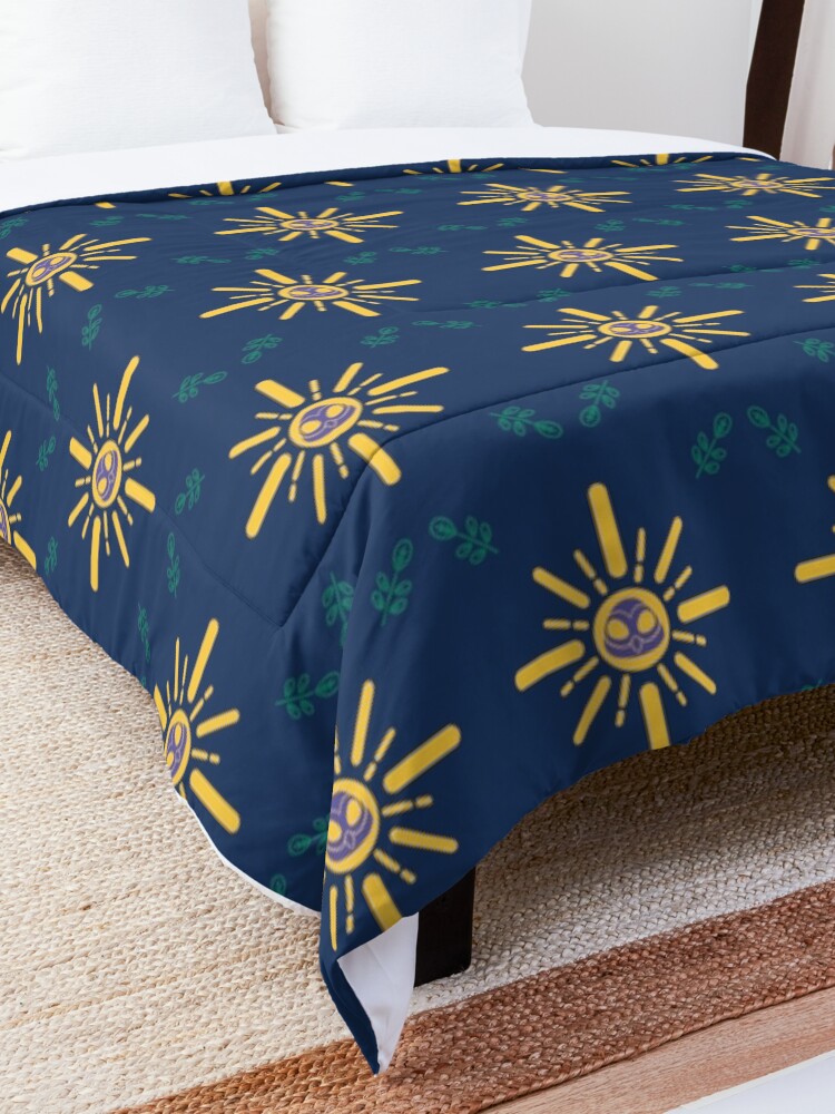 Alternate view of I am a Night Owl Doomed to the Life of an Early Bird, Main Pattern (Blue) Comforter