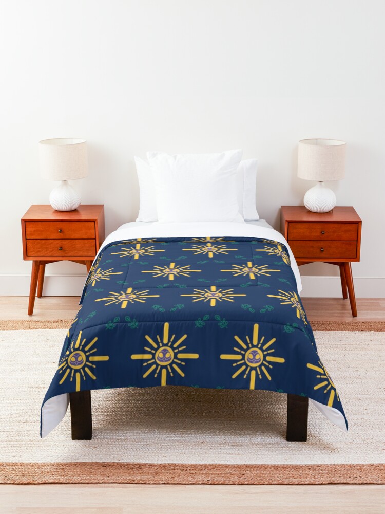 Alternate view of I am a Night Owl Doomed to the Life of an Early Bird, Main Pattern (Blue) Comforter
