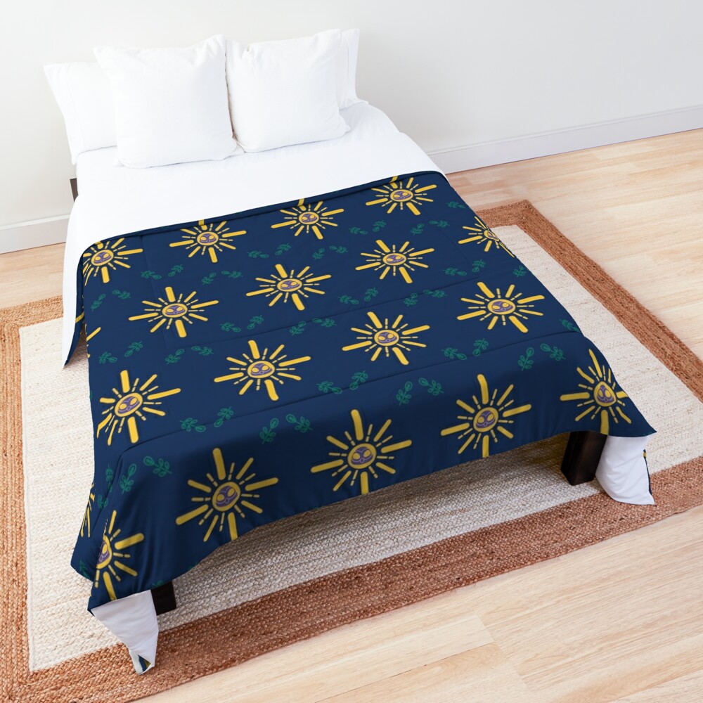I am a Night Owl Doomed to the Life of an Early Bird, Main Pattern (Blue) Comforter