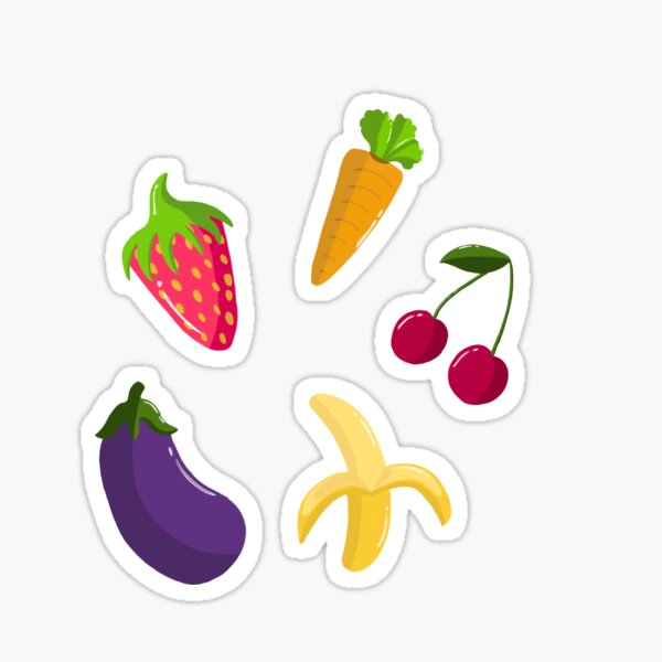 Fruit And Vegetable Cartoon Drawing Mix Pack Sticker for Sale by  JosieHatch