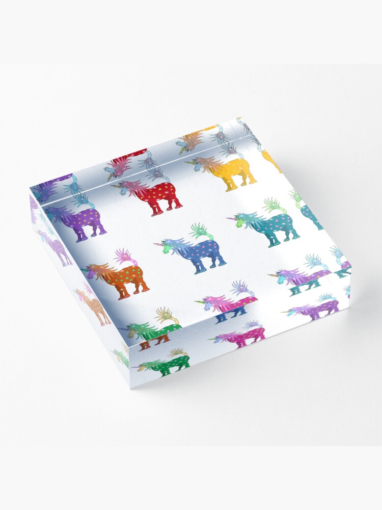 Alternate view of Mystical Magical Unicorns Multi Colored Acrylic Block
