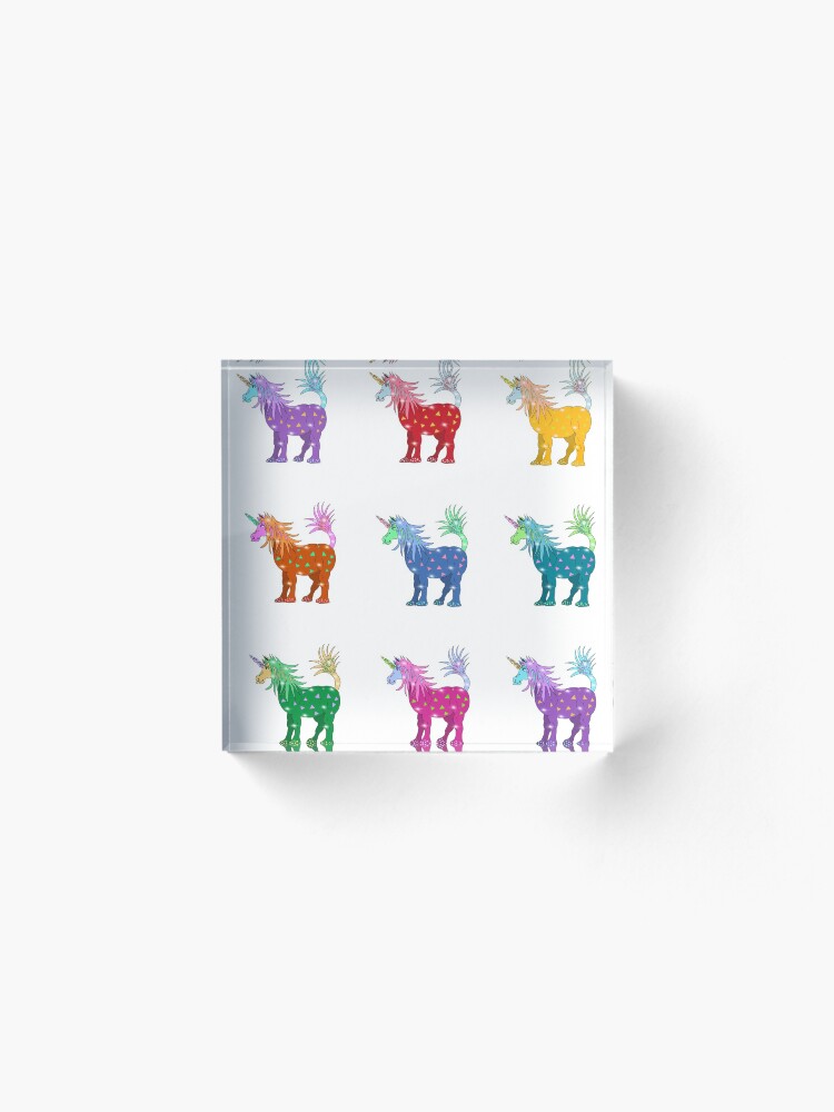 Alternate view of Mystical Magical Unicorns Multi Colored Acrylic Block