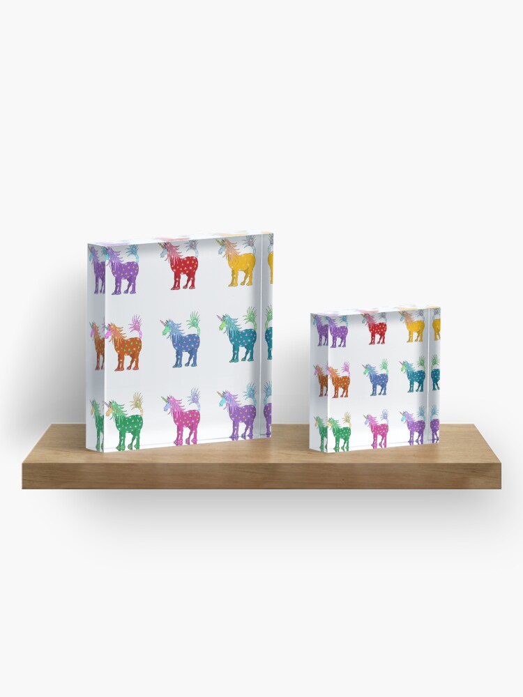 Alternate view of Mystical Magical Unicorns Multi Colored Acrylic Block