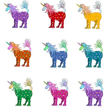 Artwork thumbnail, Mystical Magical Unicorns Multi Colored by HappigalArt