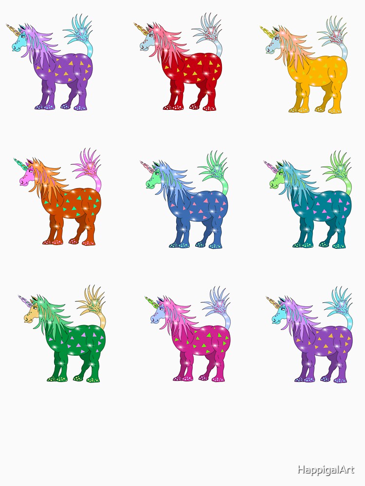 Thumbnail 7 of 7, Classic T-Shirt, Mystical Magical Unicorns Multi Colored designed and sold by HappigalArt.