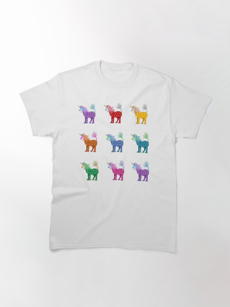 Alternate view of Mystical Magical Unicorns Multi Colored Classic T-Shirt