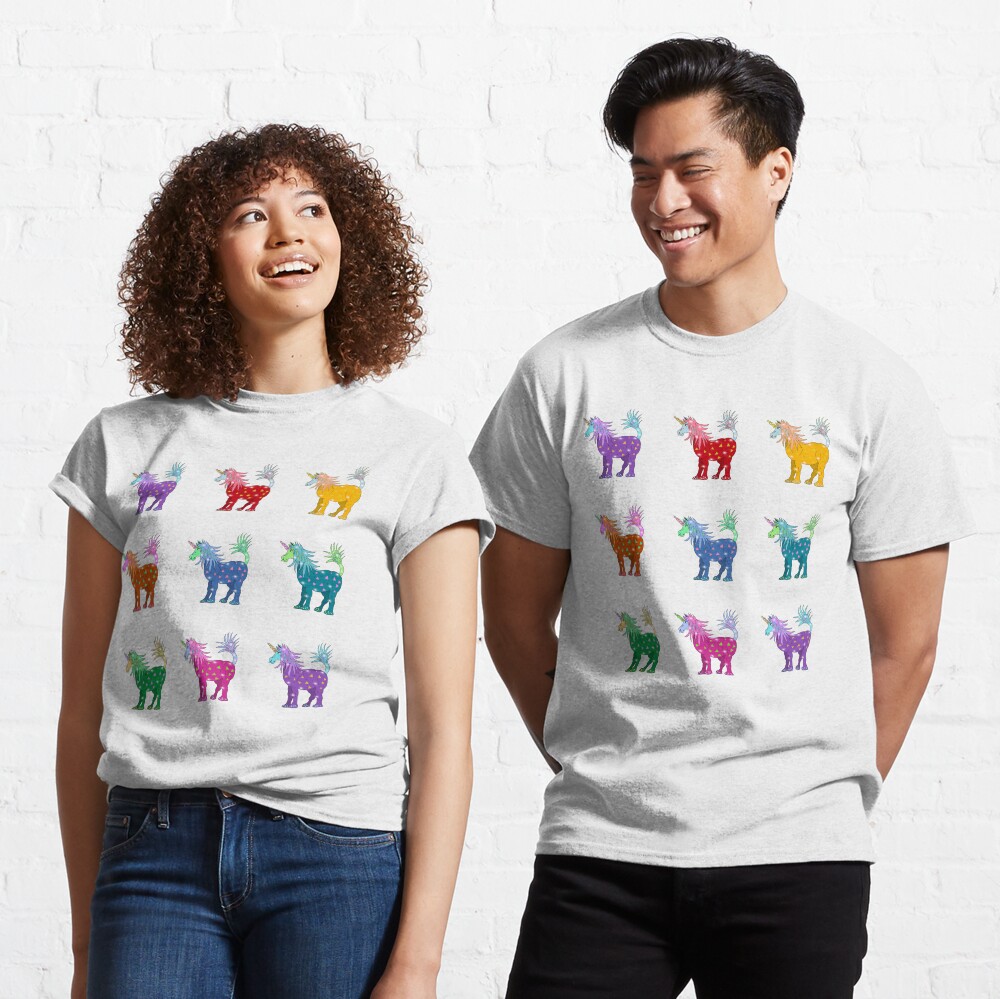 Mystical Magical Unicorns Multi Colored Classic T-Shirt