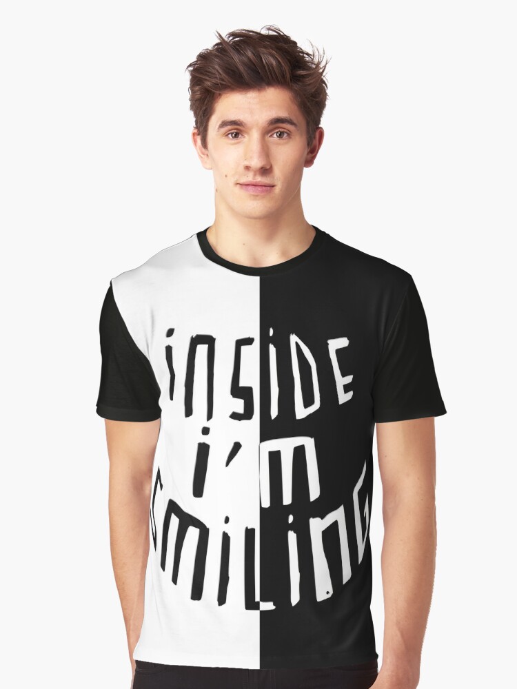 Split Black White Smile Inside Im Smiling T Shirt By Badlydrawnbabe Redbubble