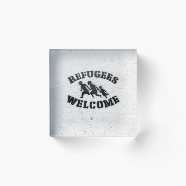 Refugees welcome graffiti Acrylic Block