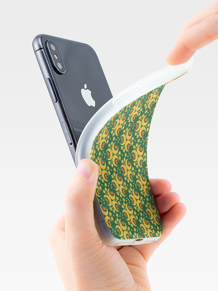 Alternate view of I am an Early Bird Doomed to the Life of a Night Owl, Main Pattern (Green) iPhone Case