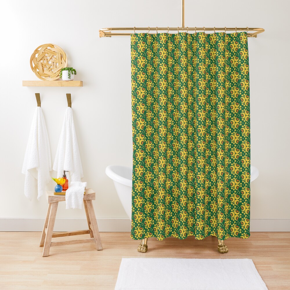 I am an Early Bird Doomed to the Life of a Night Owl, Main Pattern (Green) Shower Curtain