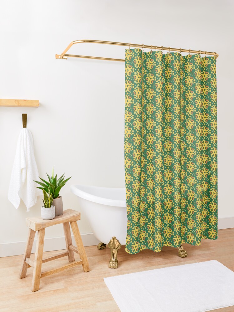 Alternate view of I am an Early Bird Doomed to the Life of a Night Owl, Main Pattern (Green) Shower Curtain