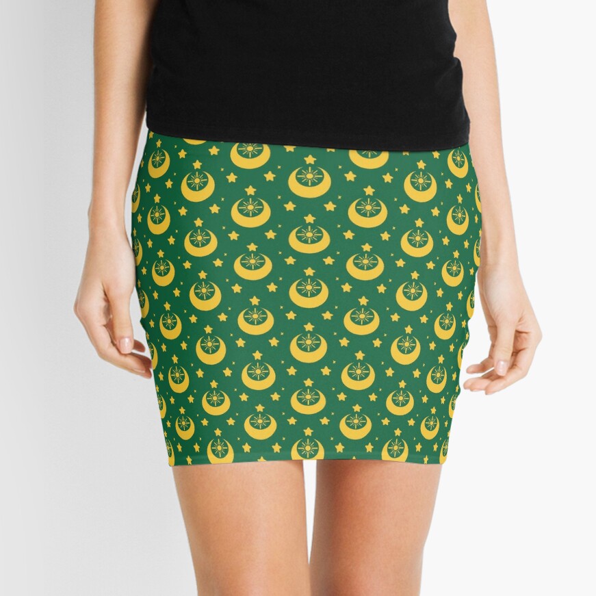 I am an Early Bird Doomed to the Life of a Night Owl, Sub Pattern (Green) Mini Skirt