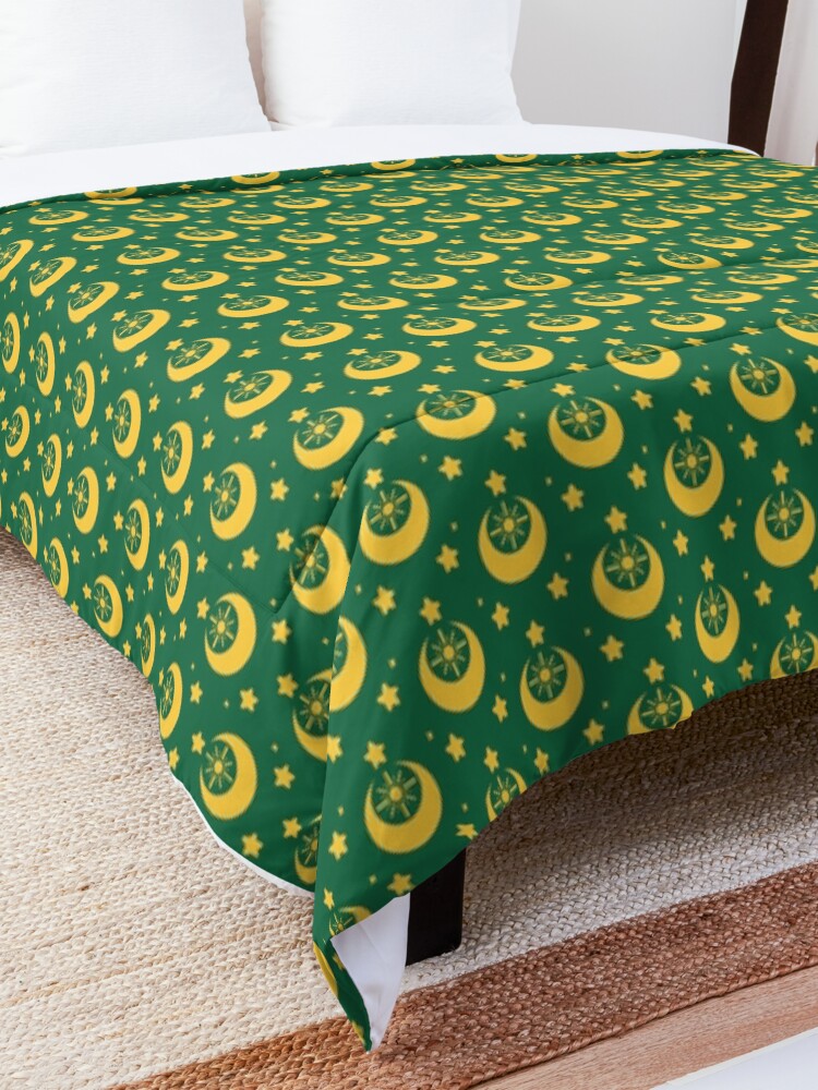 Alternate view of I am an Early Bird Doomed to the Life of a Night Owl, Sub Pattern (Green) Comforter