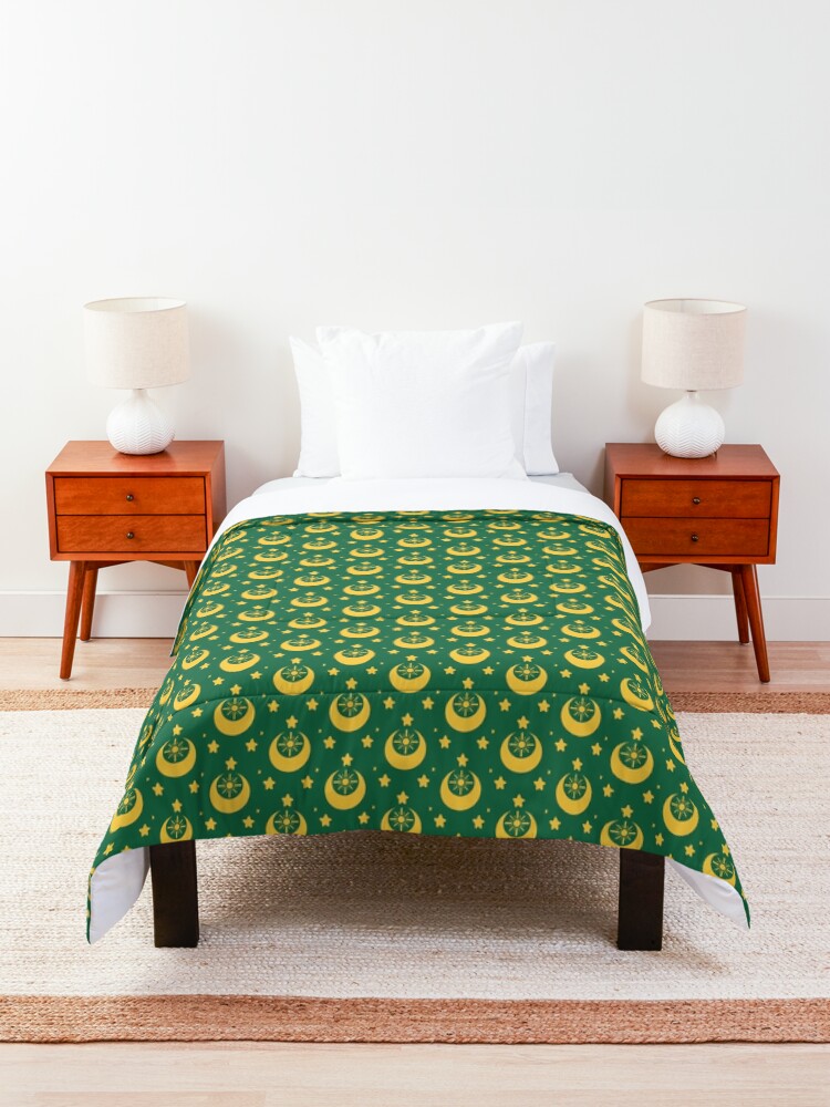 Alternate view of I am an Early Bird Doomed to the Life of a Night Owl, Sub Pattern (Green) Comforter