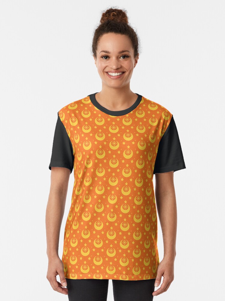 Alternate view of I am an Early Bird Doomed to the Life of a Night Owl, Sub Pattern (Orange) Graphic T-Shirt