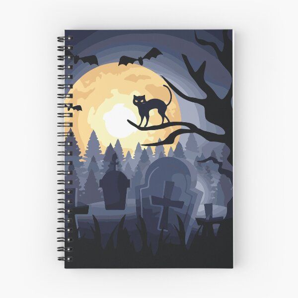 Item preview, Halloween cat dry tree cemetery designed and sold by Graphix-Space.