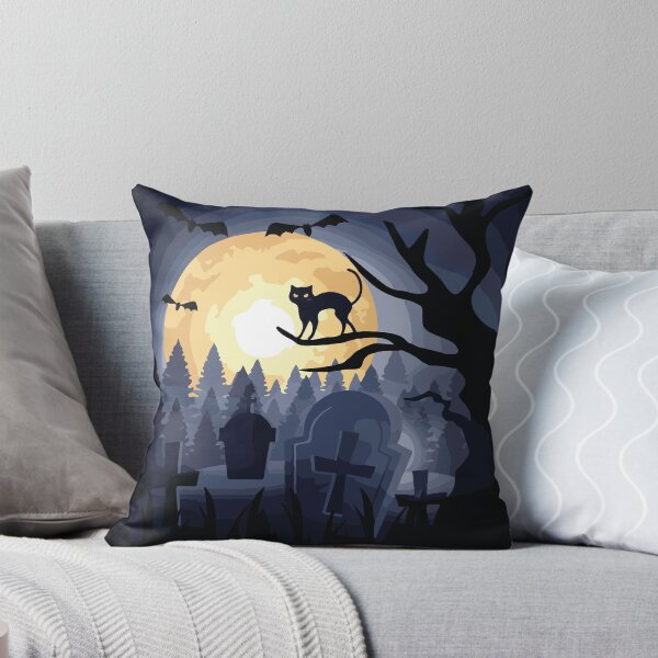 Item preview, Halloween cat dry tree cemetery designed and sold by Graphix-Space.