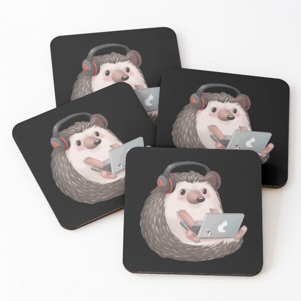 Item preview, Cute Hedgehog Listening to Music and Working and Studying designed and sold by Pameloo.